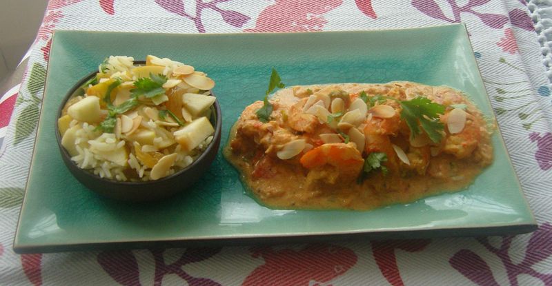 Curry de Crevettes et son Riz Indien