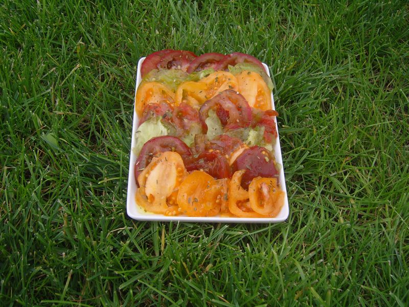 Carpaccio 4 Tomates Green Zebra, Red Zebra Noire de Crimée  Bulle orange