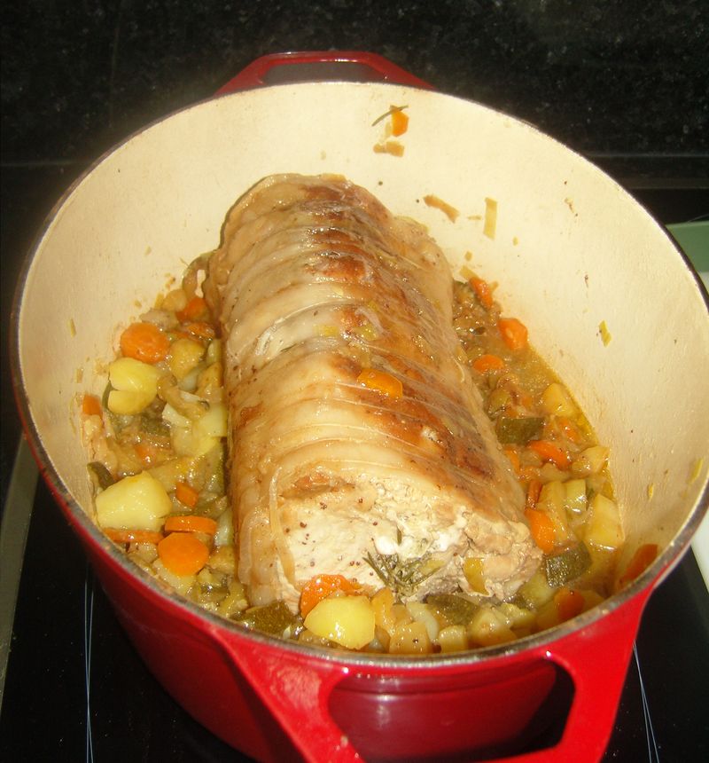 Roti de Porc, Miel, Romarin et ses petits légumes Roti de Porc, Miel, Romarin et ses petits légumes