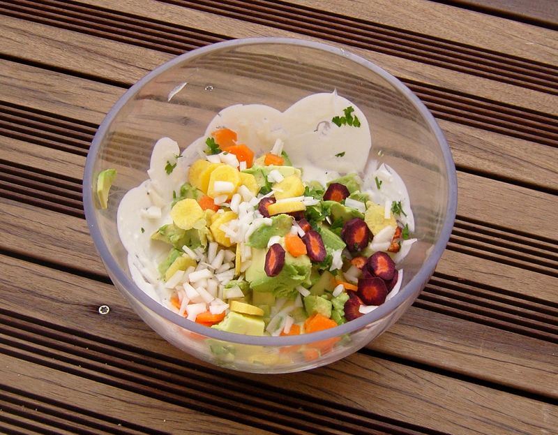 Tartare de légumes avant le mélange