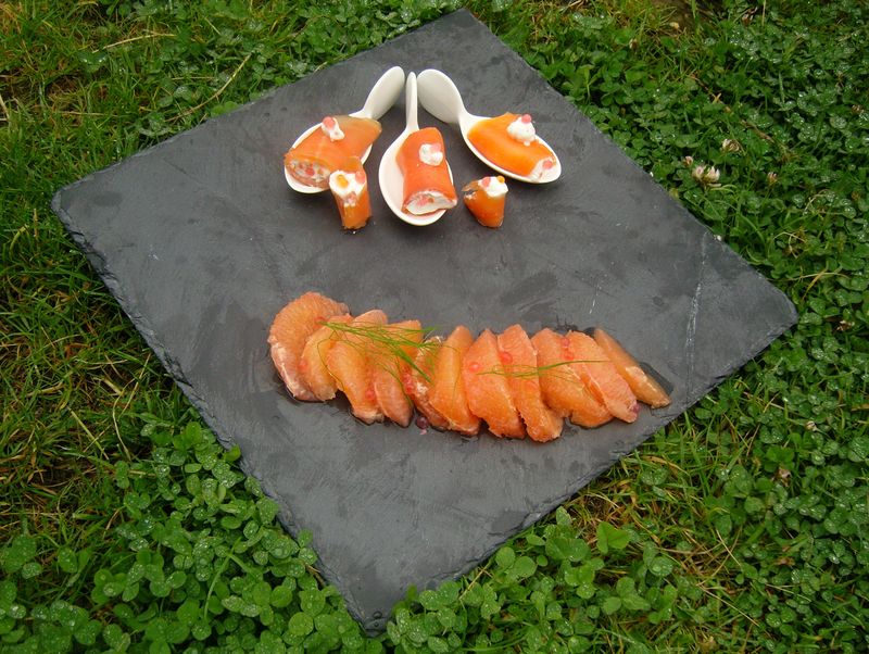 Rouleaux de saumon au pamplemousse vue d'ensemble