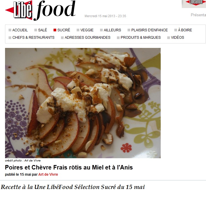 Poires et Chèvre frais rôtis au miel et à l'anis libefood