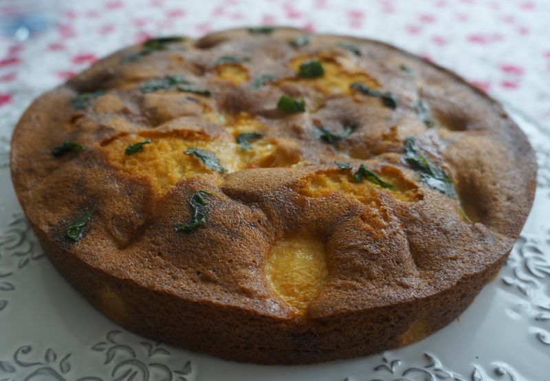 Gâteau Moelleux Pêches Blanches Verveine Citronelle