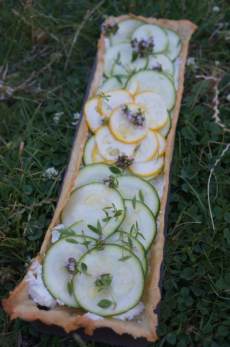 Tarte fine aux Courgettes brebis frais et origan et thym V2