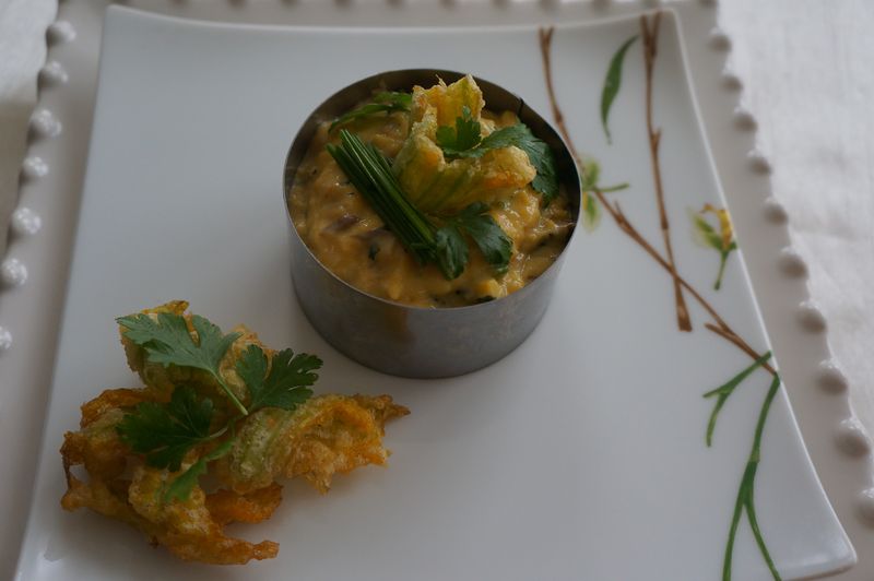 Art de Vivre Brouillade de Maquereaux fumés et Tempura de fleurs de courgettes